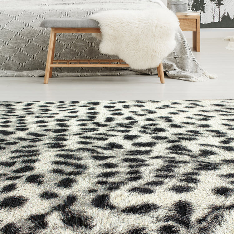 Cathedral Grey Black Leopard Print Rug by Kalora Interiors