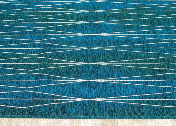Cathedral Teal Cream Slender Diamonds Rug by Kalora Interiors