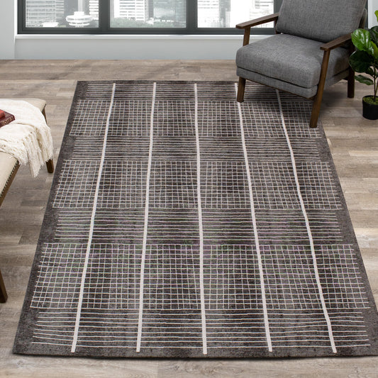 Cathedral Grey Grid Patterns Rug by Kalora Interiors