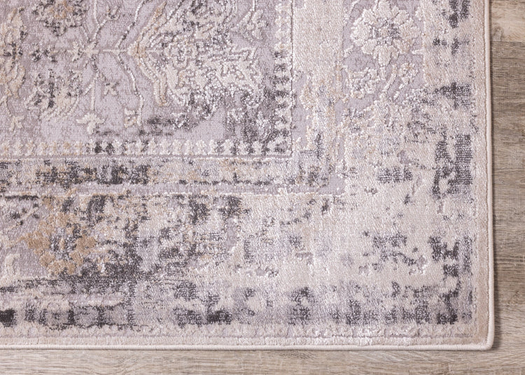 Chorus Grey Beige Elegant Border Rug by Kalora Interiors