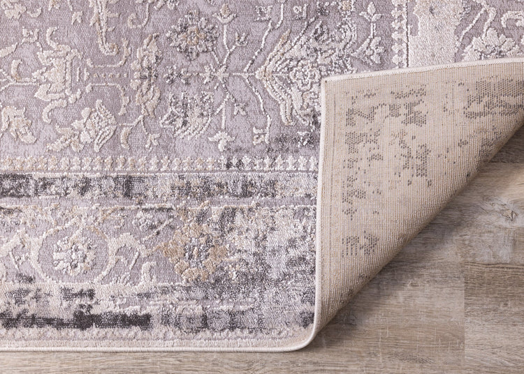 Chorus Grey Beige Elegant Border Rug by Kalora Interiors