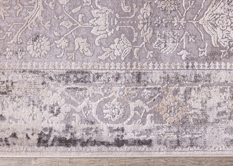 Chorus Grey Beige Elegant Border Rug by Kalora Interiors