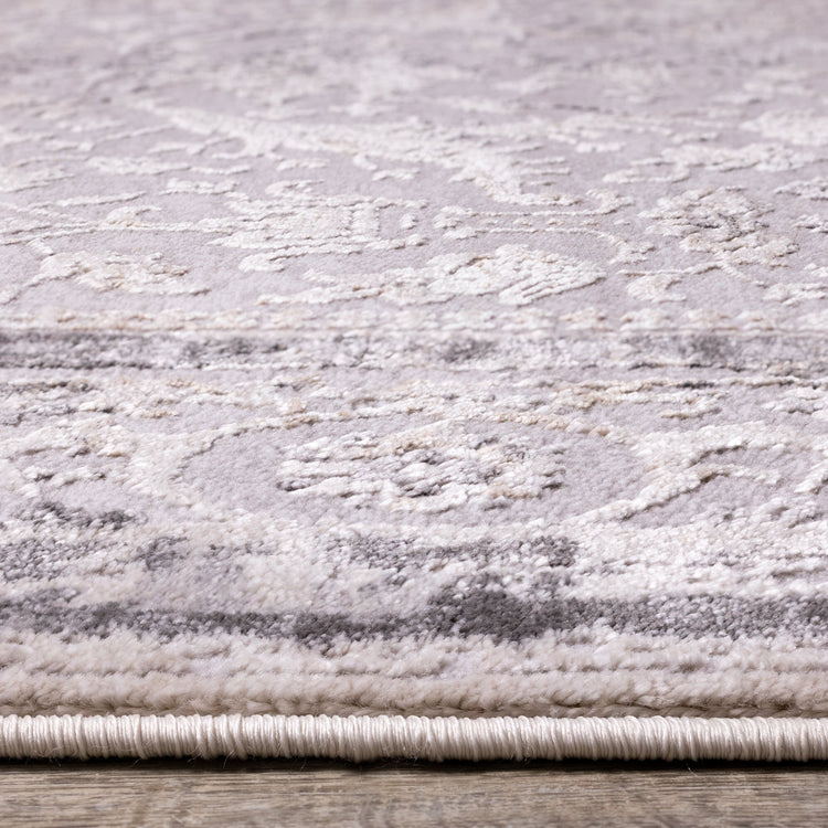 Chorus Grey Beige Elegant Border Rug by Kalora Interiors