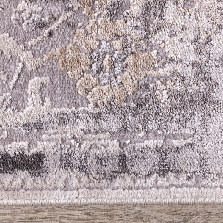 Chorus Grey Beige Elegant Border Rug by Kalora Interiors