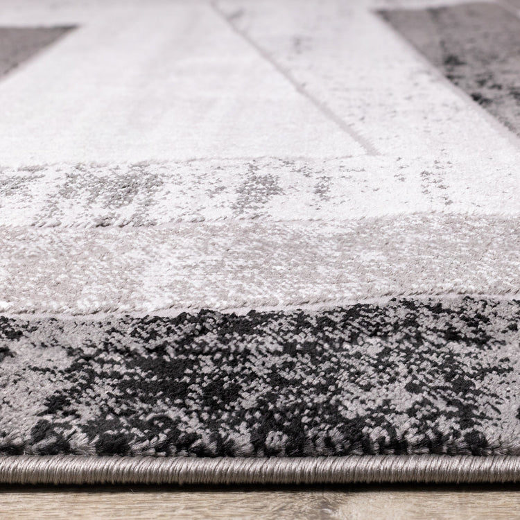 Chorus Grey Black Geometric Rug by Kalora Interiors