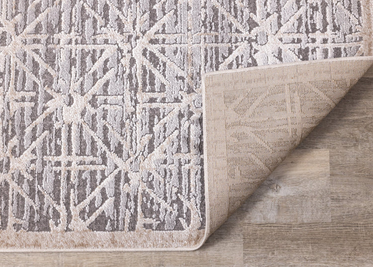 Chorus Grey Beige Elegant Geometric Rug by Kalora Interiors
