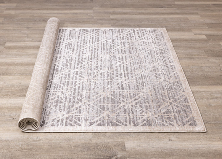 Chorus Grey Beige Elegant Geometric Rug by Kalora Interiors