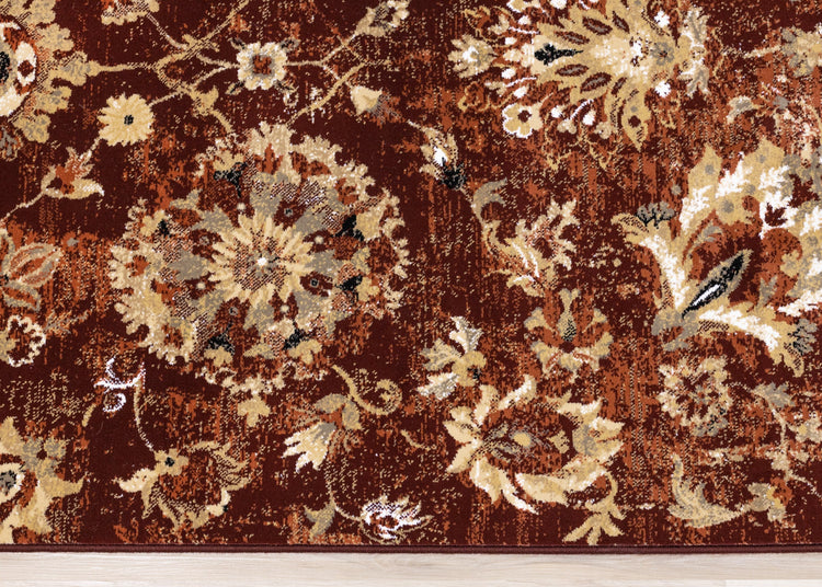 Claro Red Beige Traditional Plush Rug by Kalora Interiors