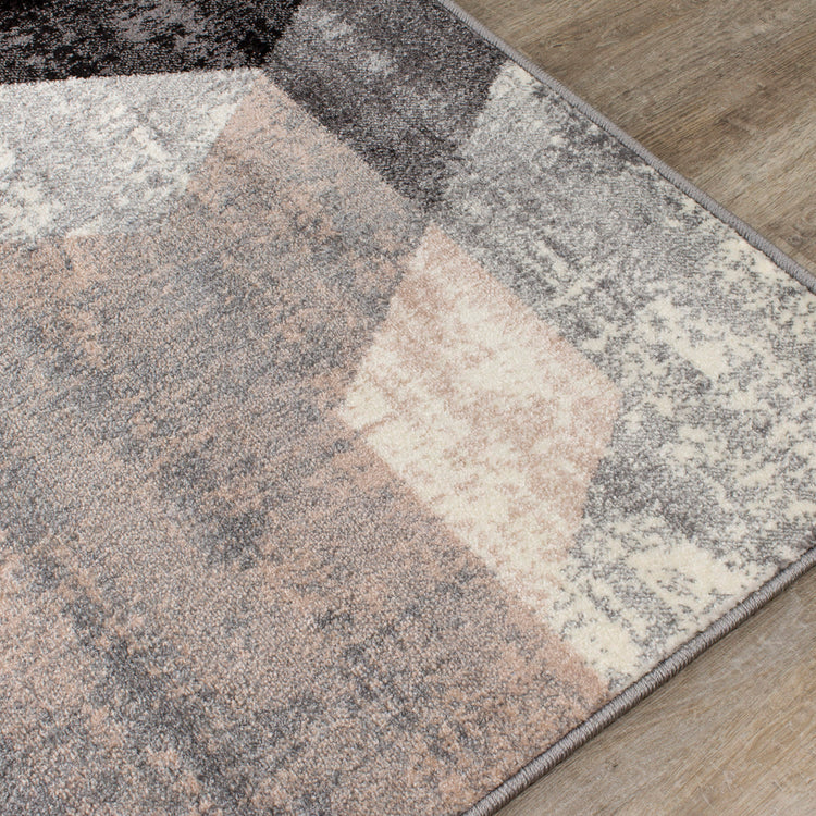 Dais 18063_128 Geometric Gray Pink Hexagons Area Rug by Novelle Home