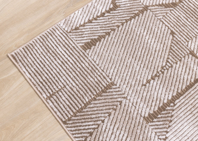 Darcy Cream Brown Distressed Corduroy Plush Rug by Kalora Interiors
