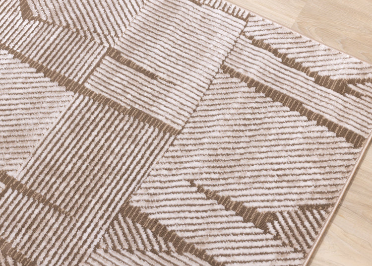 Darcy Cream Brown Distressed Corduroy Plush Rug by Kalora Interiors