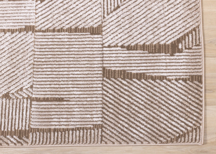 Darcy Cream Brown Distressed Corduroy Plush Rug by Kalora Interiors