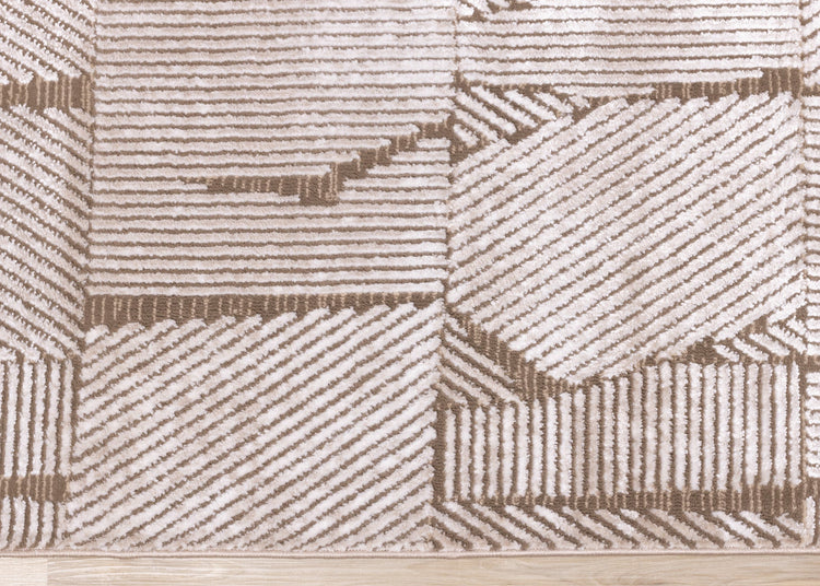Darcy Cream Brown Distressed Corduroy Plush Rug by Kalora Interiors