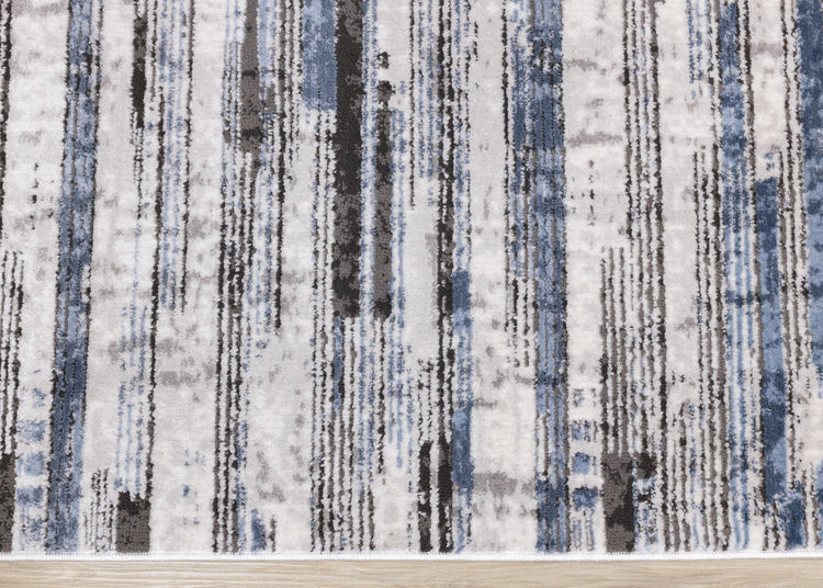 Darcy Cream Grey Blue Sparkling Striped Rug by Kalora Interiors
