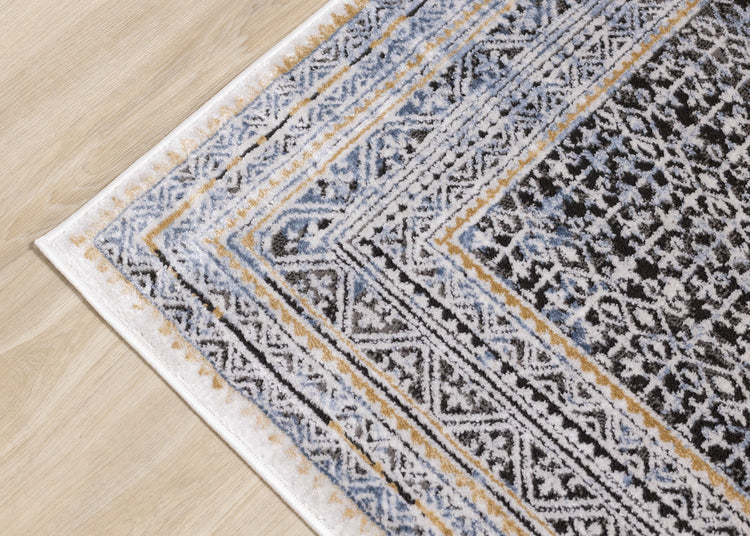 Darcy Blue Grey Brown Iridescent Traditional Plush Rug by Kalora Interiors