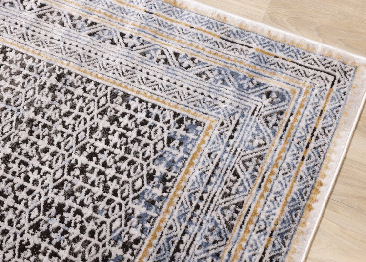 Darcy Blue Grey Brown Iridescent Traditional Plush Rug by Kalora Interiors