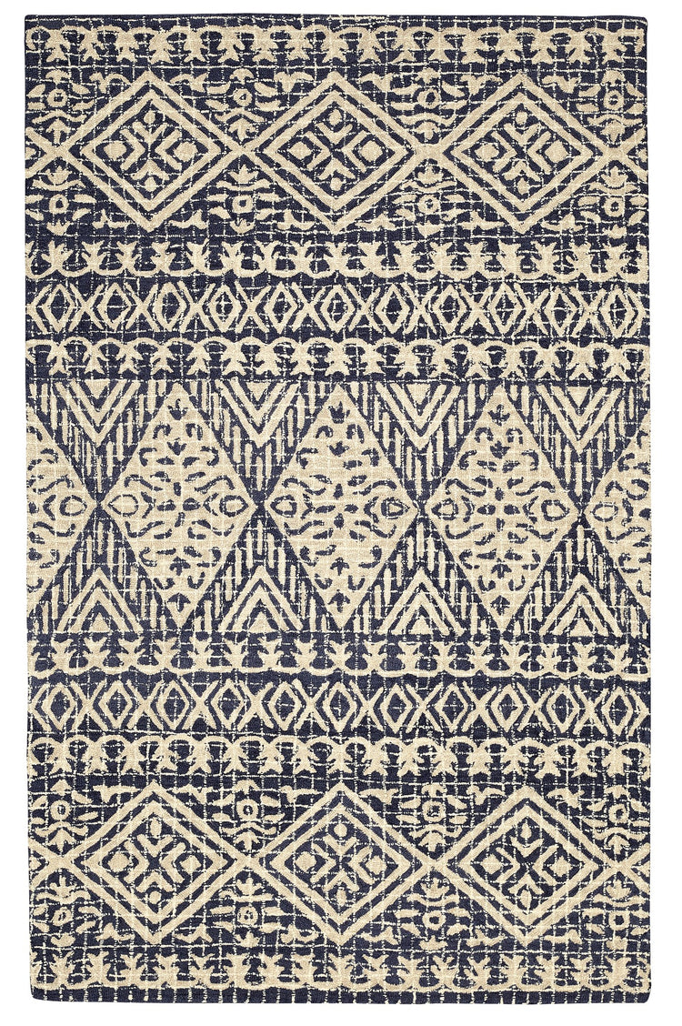 Elara ELA-AI-104NAVY Alfombra de área azul marino de lana tejida a mano por Viana Inc