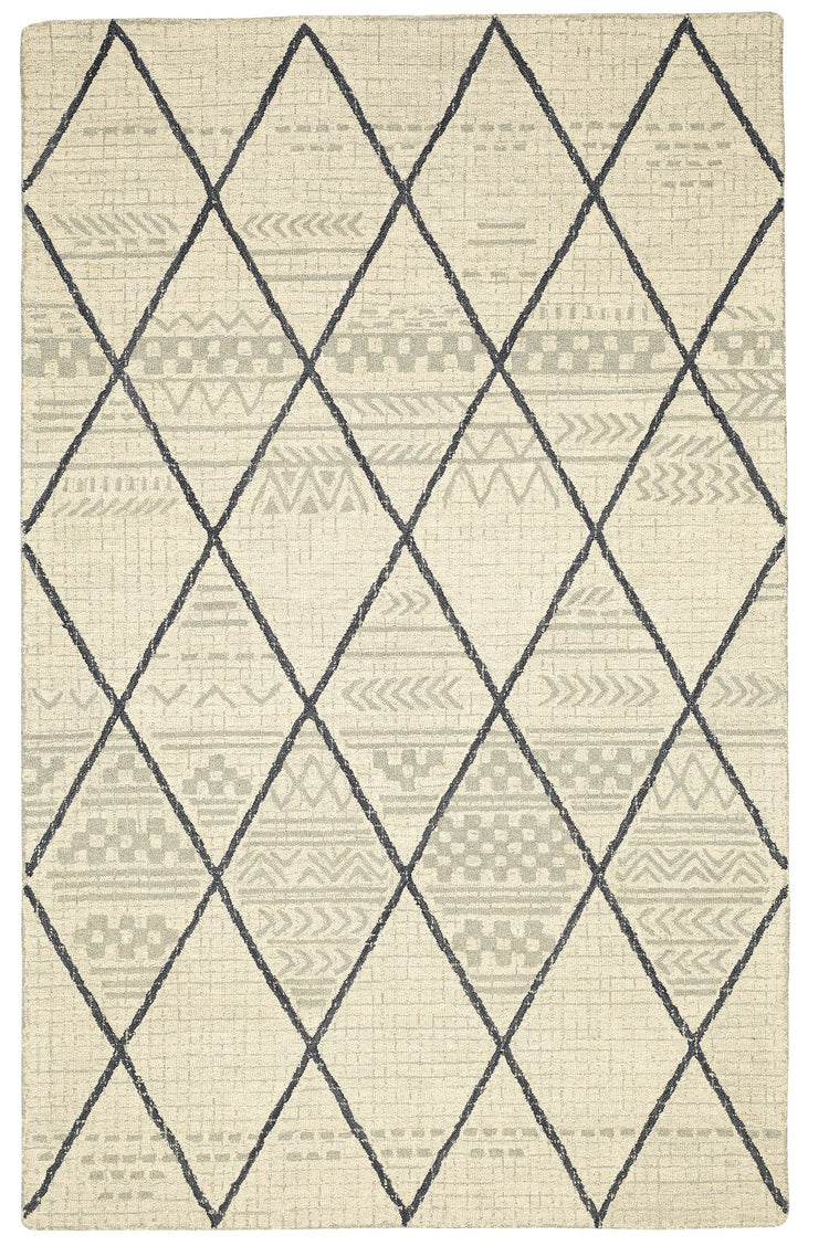 Elara ELA-AI-102IVG Alfombra de área gris marfil de lana anudada a mano de Viana Inc