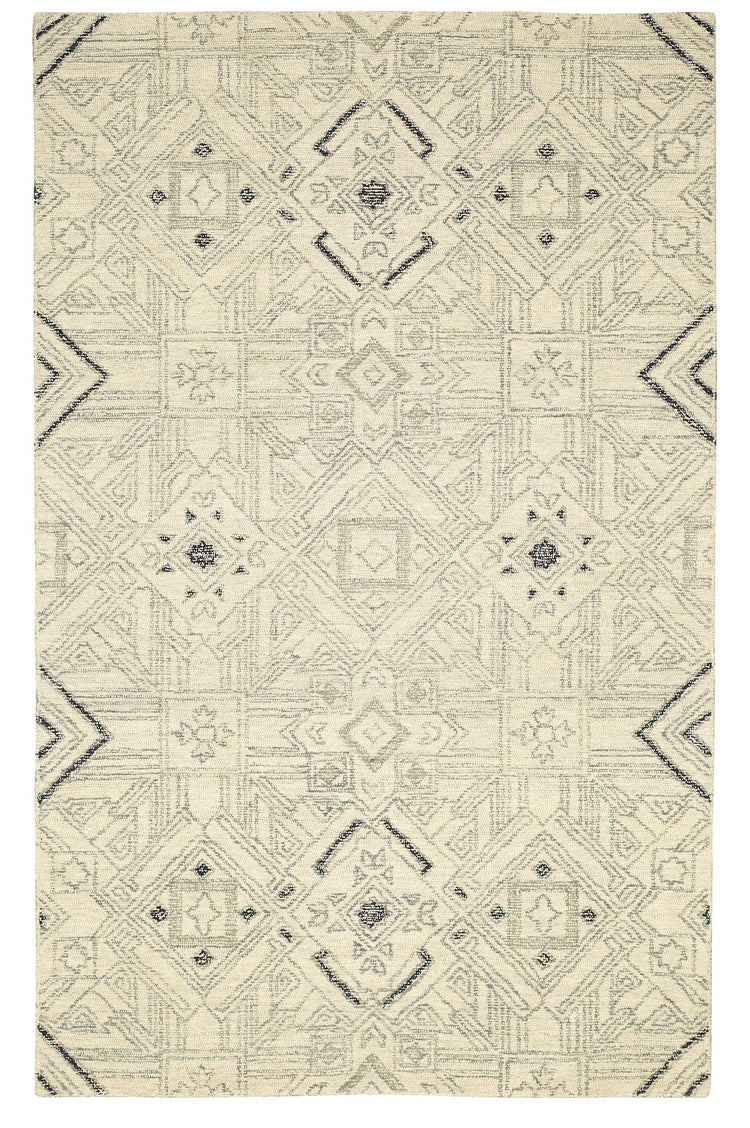 Elara ELA-AI-105IVGRY Hand Tufted Wool Ivory Grey Area Rug By Viana Inc