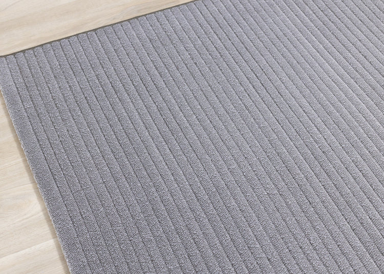 Ella Grey Carved Stripe Plush Rug by Kalora Interiors
