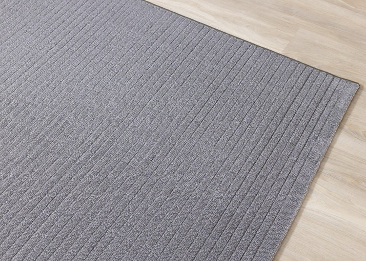 Ella Grey Carved Stripe Plush Rug by Kalora Interiors