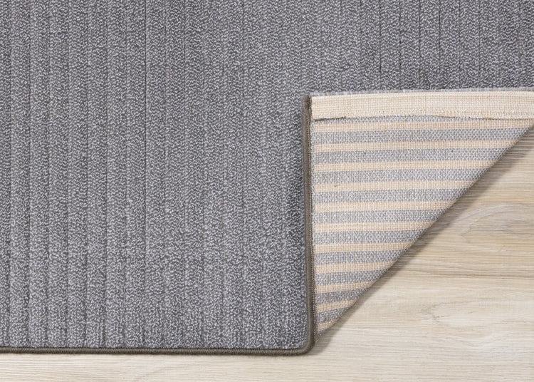 Ella Grey Carved Stripe Plush Rug by Kalora Interiors