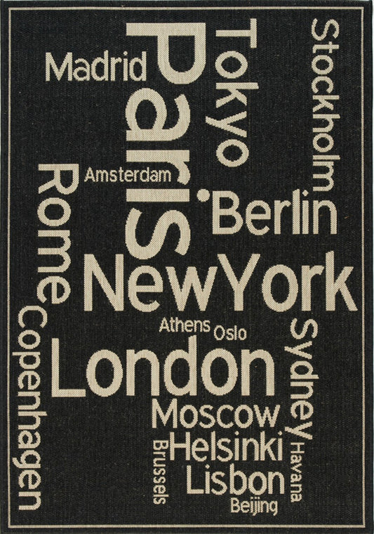 Epsilon 4280_3908 Black Cream City Cosmos Indoor Outdoor Area Rug by Novelle Home