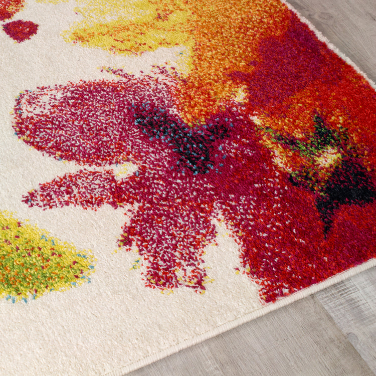 Equinox 8762_3P01 Bright Red and Purple Botanical Flower Area Rug by Novelle Home