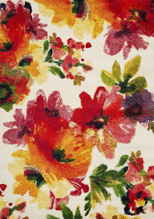 Equinox 8762_3P01 Alfombra de flores botánicas en rojo brillante y morado de Novelle Home