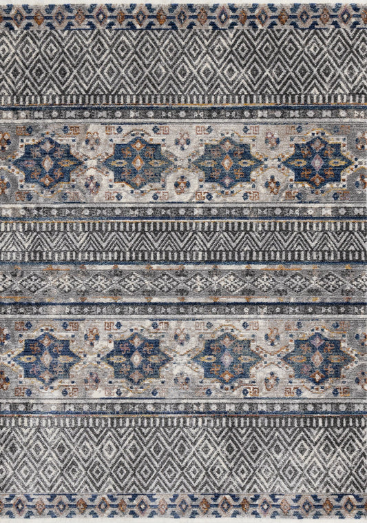 Evora Grey Blue Orange Southwest Area Rug Kalora Interiors