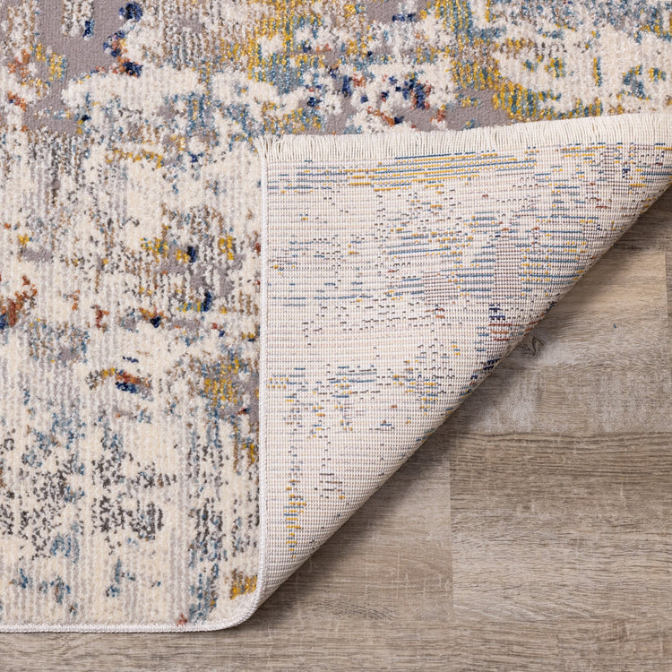 Evora Grey Cream Blue Distressed Rug by Kalora Interiors
