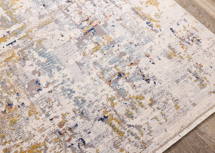 Evora Grey Cream Blue Distressed Rug by Kalora Interiors