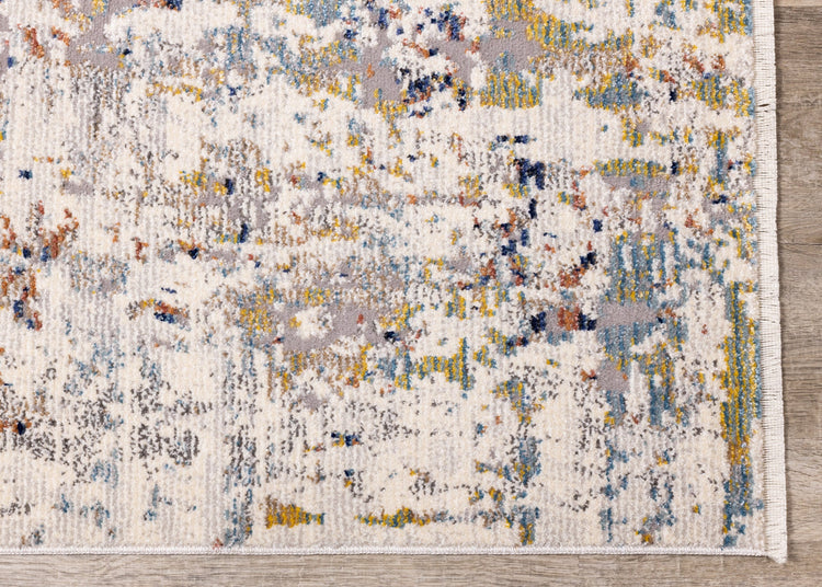 Evora Grey Cream Blue Distressed Rug by Kalora Interiors