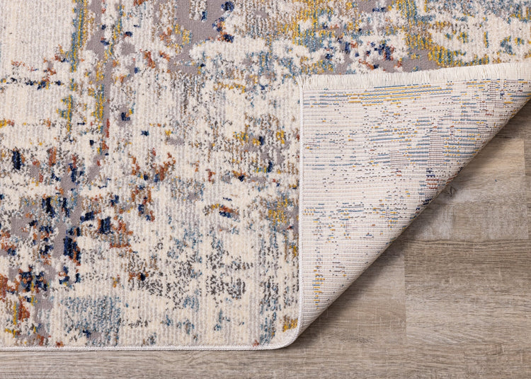 Evora Grey Cream Blue Distressed Rug by Kalora Interiors