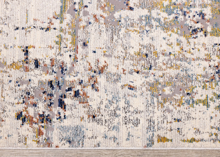 Evora Grey Cream Blue Distressed Rug by Kalora Interiors