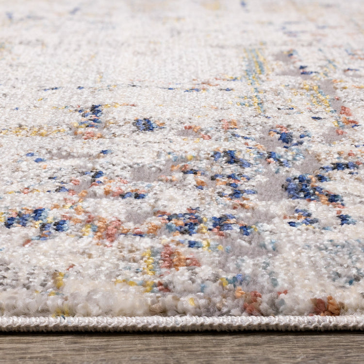 Evora Grey Cream Blue Distressed Rug by Kalora Interiors