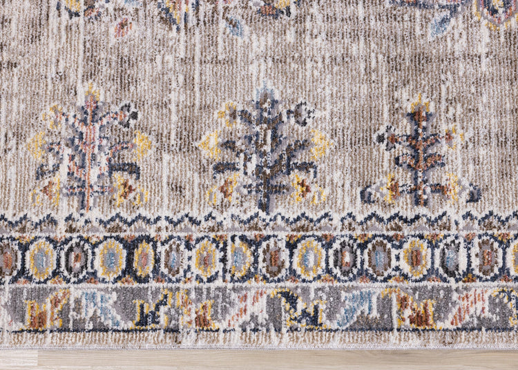 Evora Beige Rust Blue Contemporary Medallion Rug by Kalora Interiors
