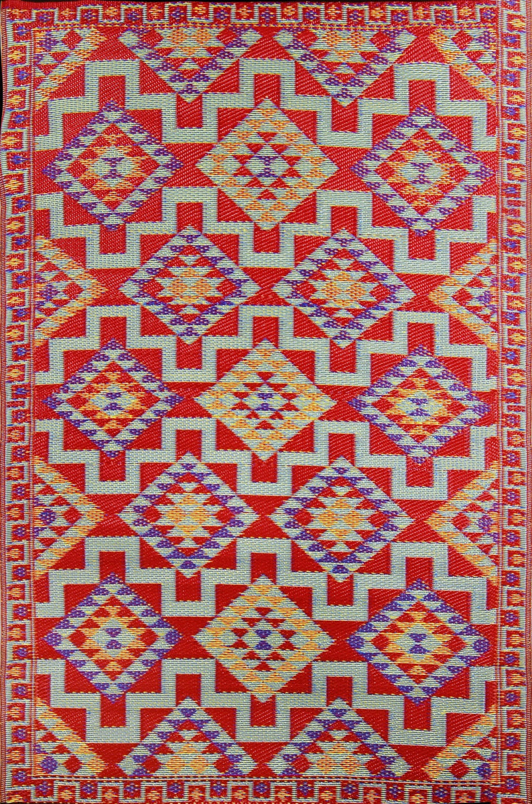 Fiesta FIE-1050RED Outdoor Plastic Red Kilim Area Rug By Viana Inc