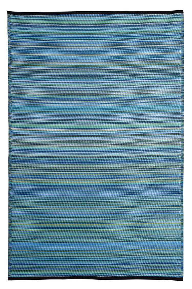 Fiesta FIE-1099BLU Outdoor Plastic Blue Striped Area Rug By Viana Inc