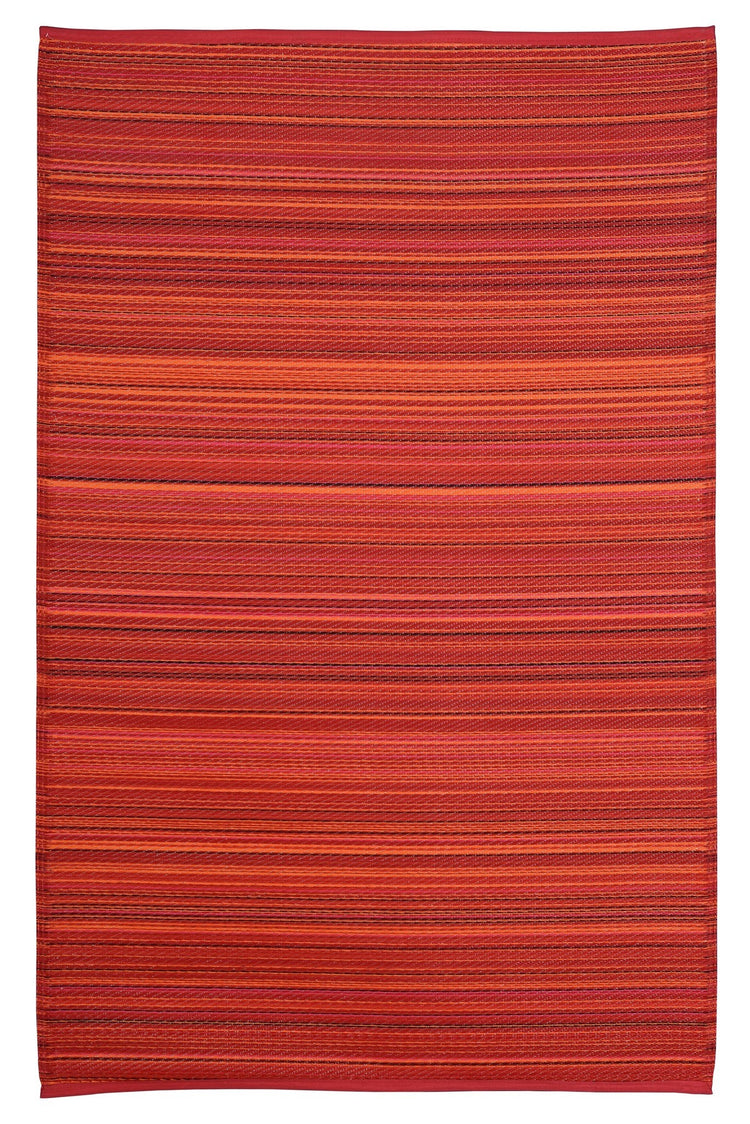 Fiesta FIE-1099RED Outdoor Plastic Red Striped Area Rug By Viana Inc
