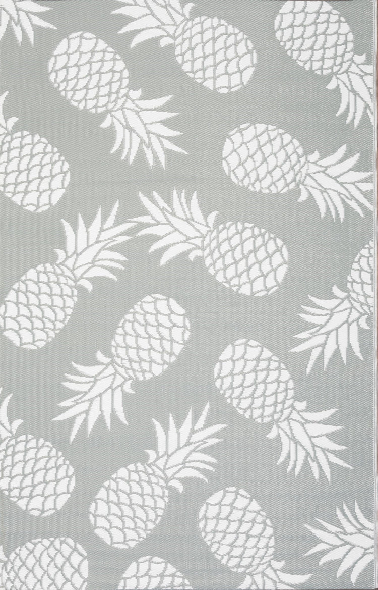Fiesta FIE-A111GRYPINE Outdoor Plastic Grey Pineapples Area Rug By Viana Inc