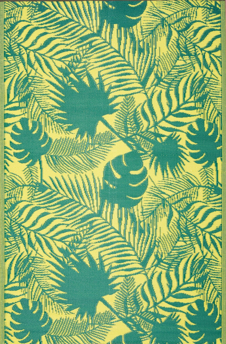 Fiesta FIE-A113GRLEAV Outdoor Plastic Green Leaves Area Rug By Viana Inc