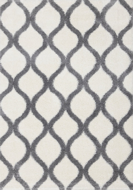 Fergus White Grey Ogee Bulky Shag by Kalora Interiors