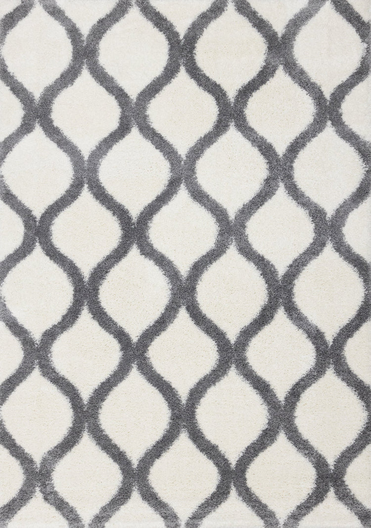 Fergus White Grey Ogee Bulky Shag de Kalora Interiors