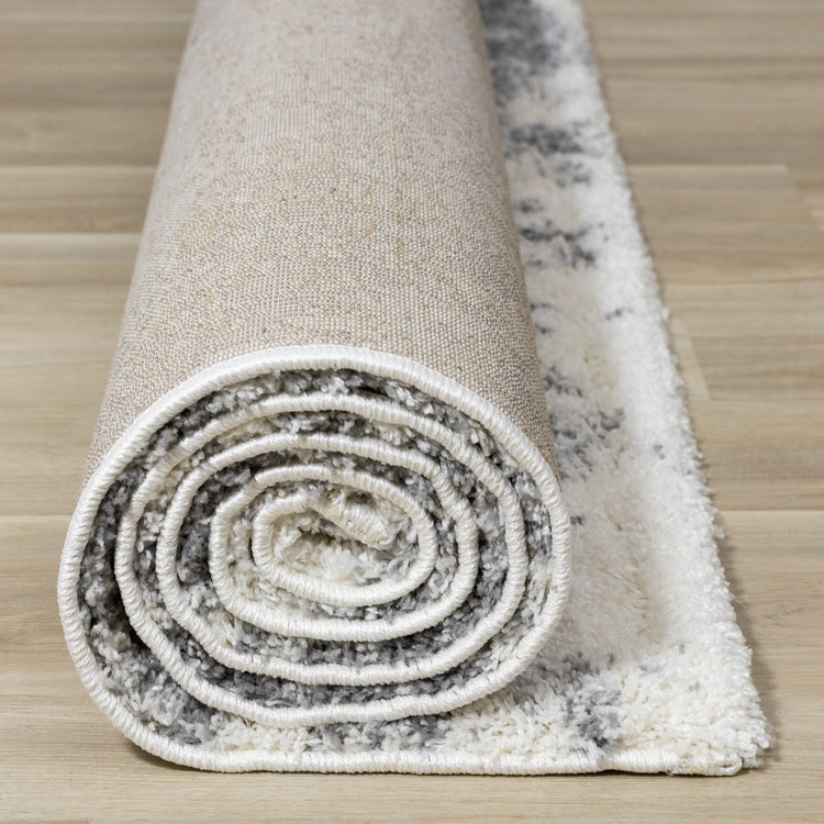 Fergus White Grey Wispy Clouds Rug by Kalora Interiors