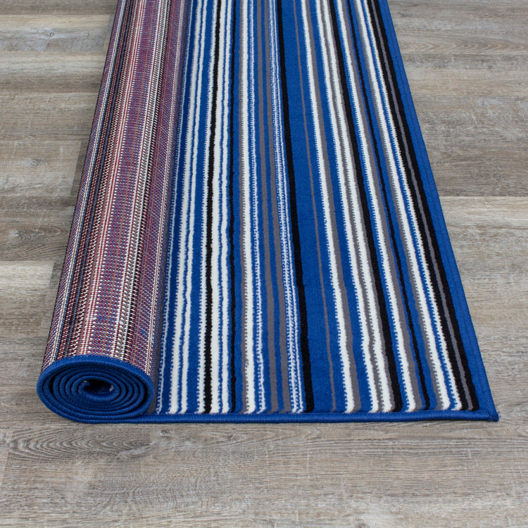 Fiona 1425_4922 Alfombra azul crema a rayas de Novelle Home