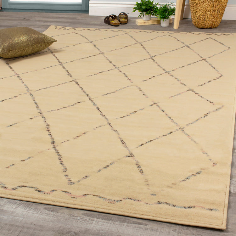 Fiona 3546_5835 Alfombra beige crema Quirky Trellis Area de Novelle Home