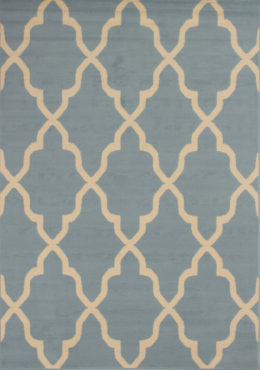 Fiona 3603_5855 Alfombra azul crema con diseño Ogee de Novelle Home