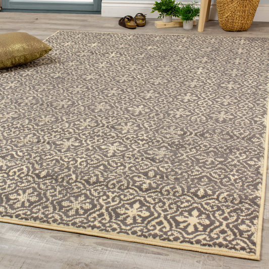 Fiona 3615_7935 Alfombra gris crema con pequeños soles de Novelle Home