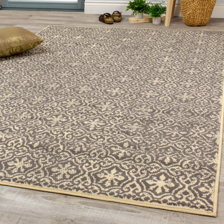 Fiona 3615_7935 Alfombra gris crema con pequeños soles de Novelle Home